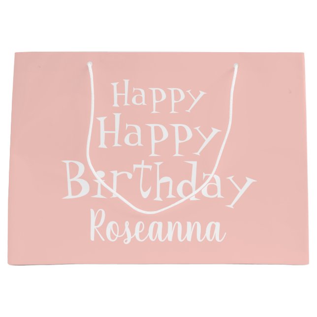 Feliz cumpleaños Personalizado rosa bolsa de regal (Anverso)