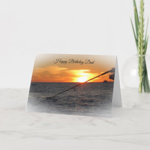Feliz cumpleaños, pesca en la tarjeta Sunset