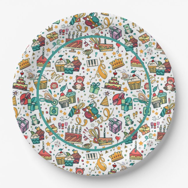 Feliz Cumpleaños Plato de Papel para Niños (Anverso)