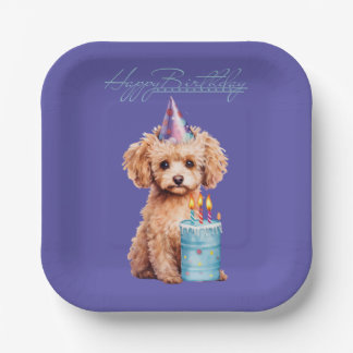 Feliz Cumpleaños Platos de Papel Caniche - Fiesta