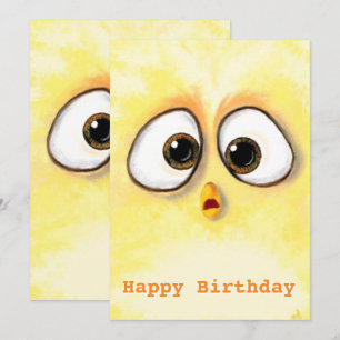 Feliz cumpleaños - Pollo pequeño con ojos grandes
