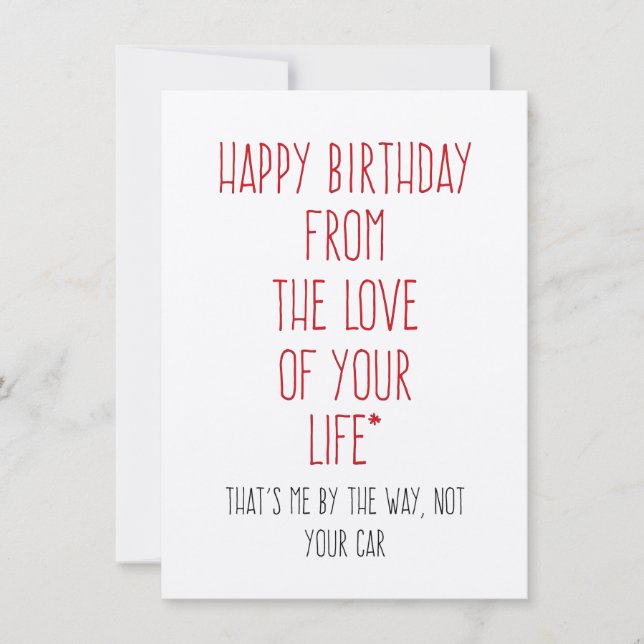 Feliz Cumpleaños Por El Amor De Tu Vida Coche Funy (Anverso)