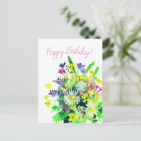 Feliz cumpleaños, postal de flores silvestres