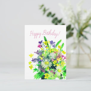 Feliz cumpleaños, postal de flores silvestres