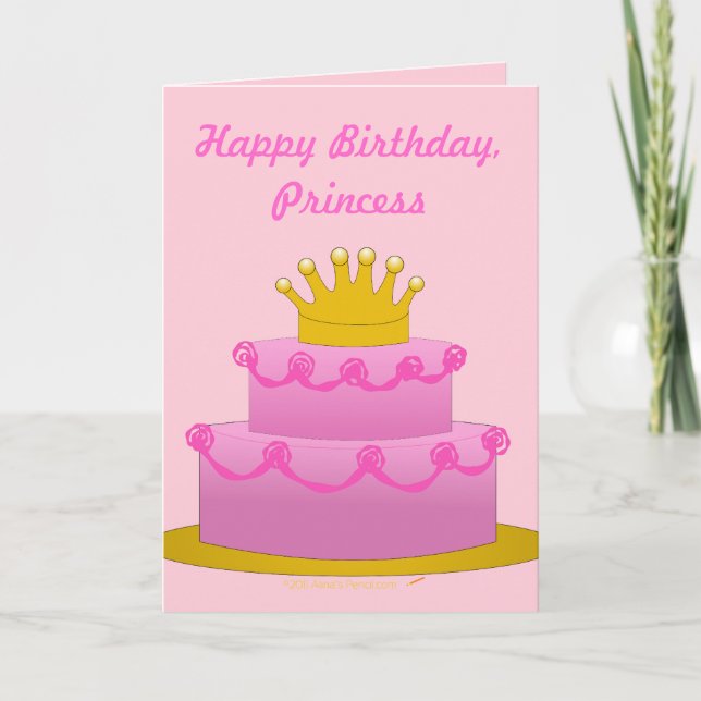 Feliz cumpleaños Princesa Pastel Rosa con tarjeta  (Anverso)