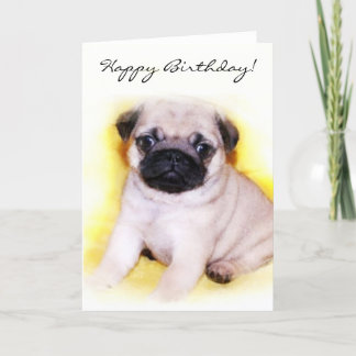 Feliz cumpleaños Pug Puppy tarjeta de saludo