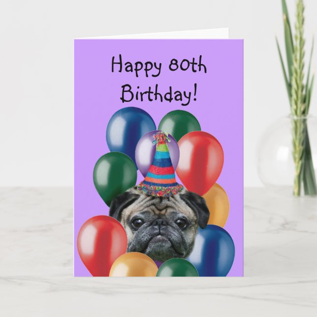 Feliz cumpleaños Pug tarjeta de bienvenida (Anverso)