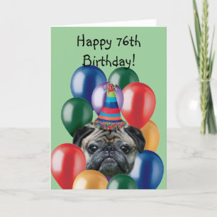 Feliz cumpleaños Pug tarjeta de bienvenida