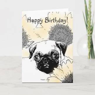 Feliz cumpleaños Pug tarjeta de bienvenida