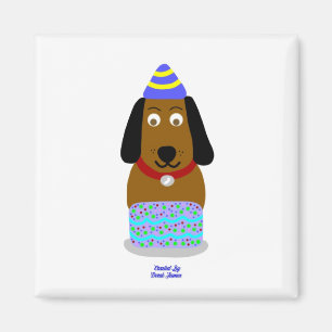 Feliz Cumpleaños Pup 2 Pulgadas de imán cuadrado