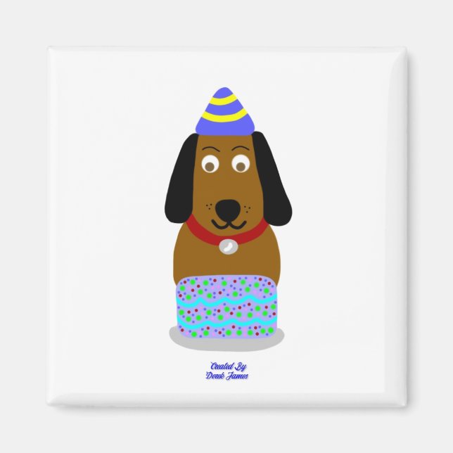 Feliz Cumpleaños Pup 2 Pulgadas de imán cuadrado (Frente)