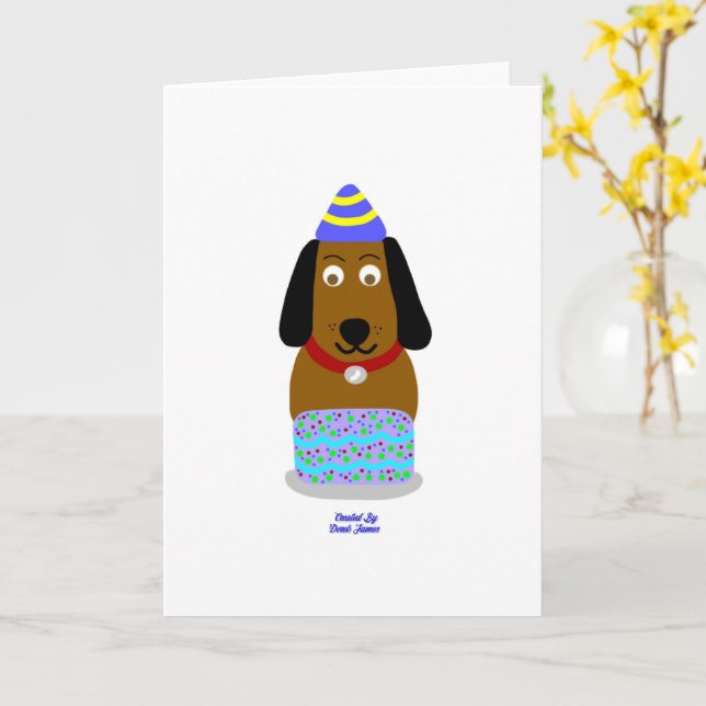 Feliz cumpleaños Pup Tarjeta de saludo vertical es (flor amarilla)