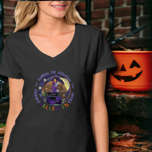 Feliz cumpleaños púrpura de Halloween camiseta