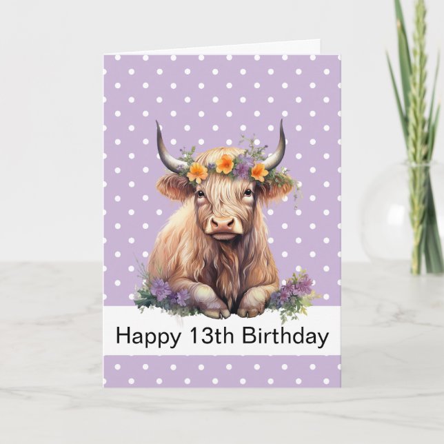 FELIZ CUMPLEAÑOS Púrpura LARGA TARJETA DE VACA MAR (Anverso)