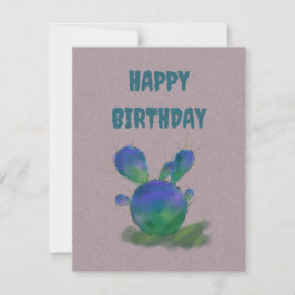 Feliz Cumpleaños Púrpura y Green Cactus Tarjeta de