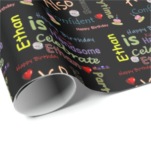 Feliz cumpleaños regalo Papel de ajuste Ethan