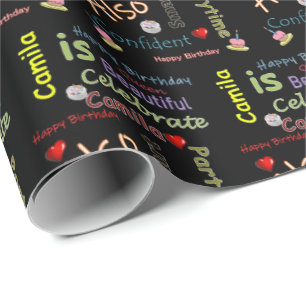 Feliz cumpleaños regalo Papel de relleno Camila