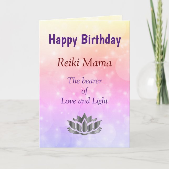 Feliz cumpleaños Reiki Mama tarjeta de diseño (Anverso)