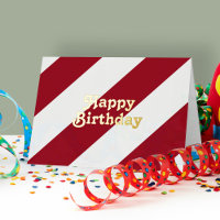 Feliz Cumpleaños Retro Vintage Rayas Rojas