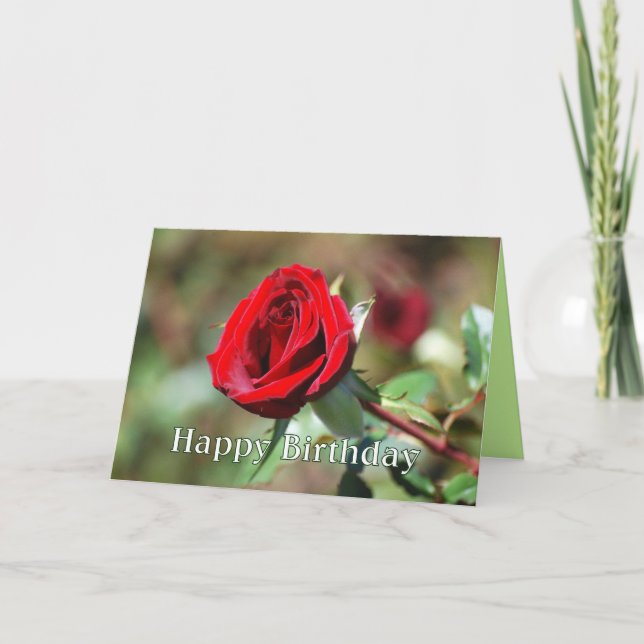 Feliz cumpleaños Romántica Tarjeta de Rosa Roja (Anverso)