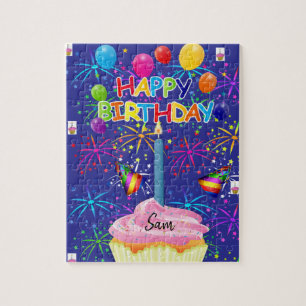 Feliz Cumpleaños Rompecabezas Azul