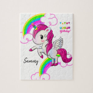 Feliz cumpleaños rompecabezas de Unicorn