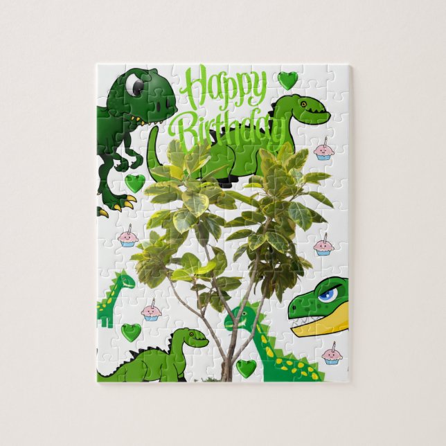 Feliz cumpleaños rompecabezas Dinosuar (Vertical)
