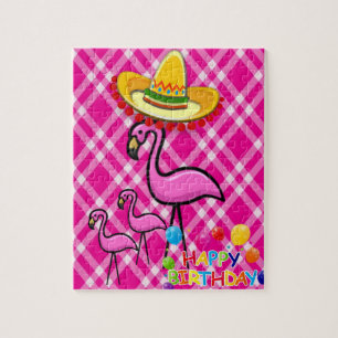 Feliz cumpleaños rompecabezas Flamingo