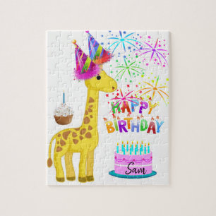 Feliz cumpleaños rompecabezas Giraffe
