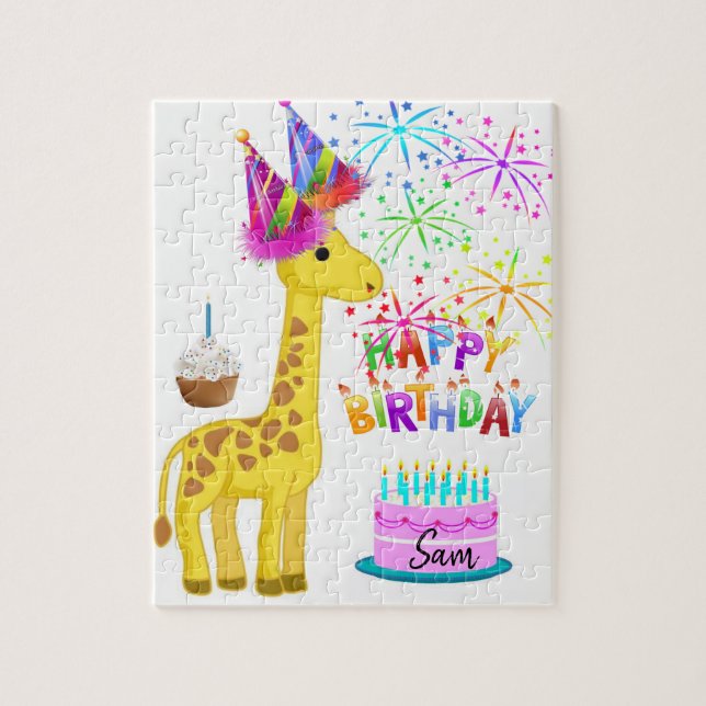 Feliz cumpleaños rompecabezas Giraffe (Vertical)