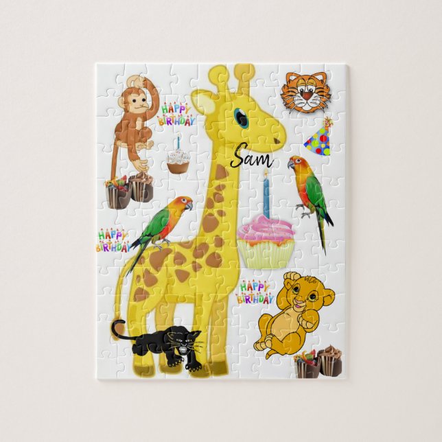 Feliz cumpleaños rompecabezas Giraffe (Vertical)