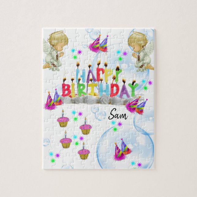 Feliz cumpleaños, rompecabezas rompecabezas, ángel (Vertical)