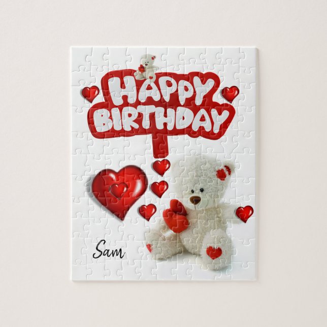 Feliz cumpleaños rompecabezas rompecabezas White T (Vertical)