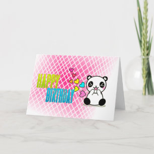 Feliz cumpleaños Rosado, Panda, tarjeta de felicit
