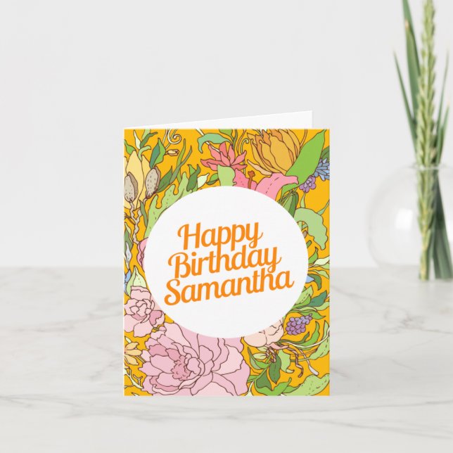 Feliz cumpleaños Samantha| Tarjeta de cumpleaños f (Anverso)