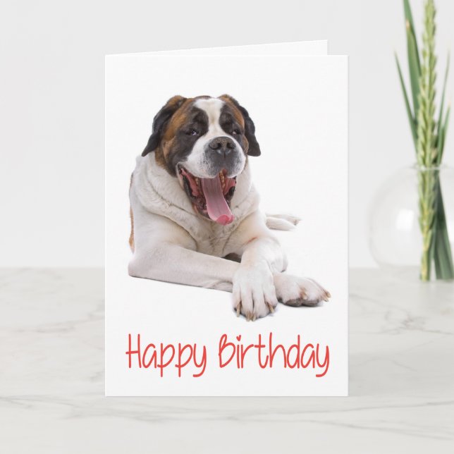 Feliz cumpleaños San Bernardo Perro con tarjeta de (Anverso)