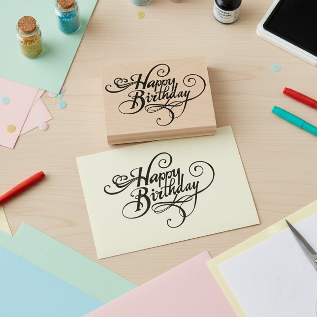 Feliz cumpleaños, sello de goma (Happy Birthday Rubber Stamp)