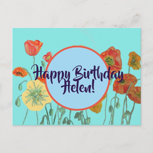 Feliz cumpleaños, señoras florales Nombre tarjeta  (Anverso)