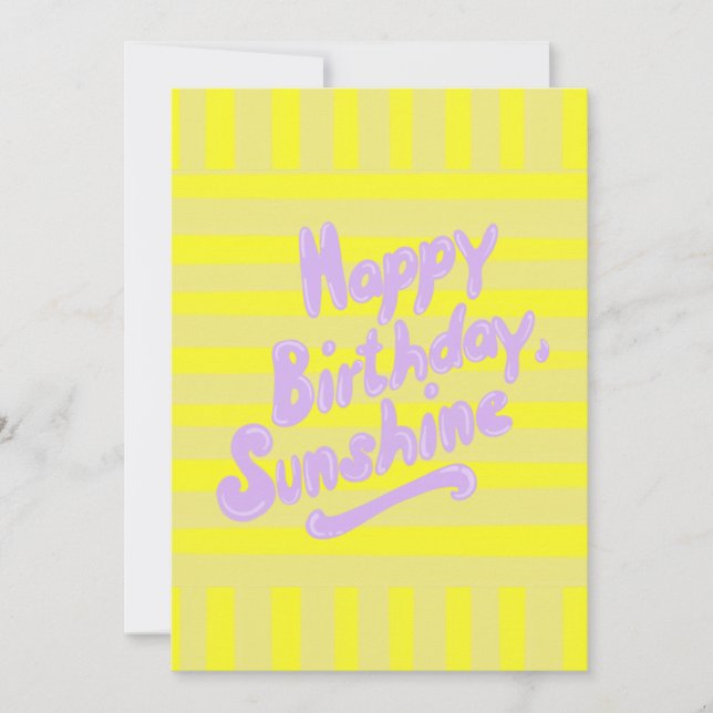 Feliz cumpleaños sunshine morado saludo postal (Anverso)