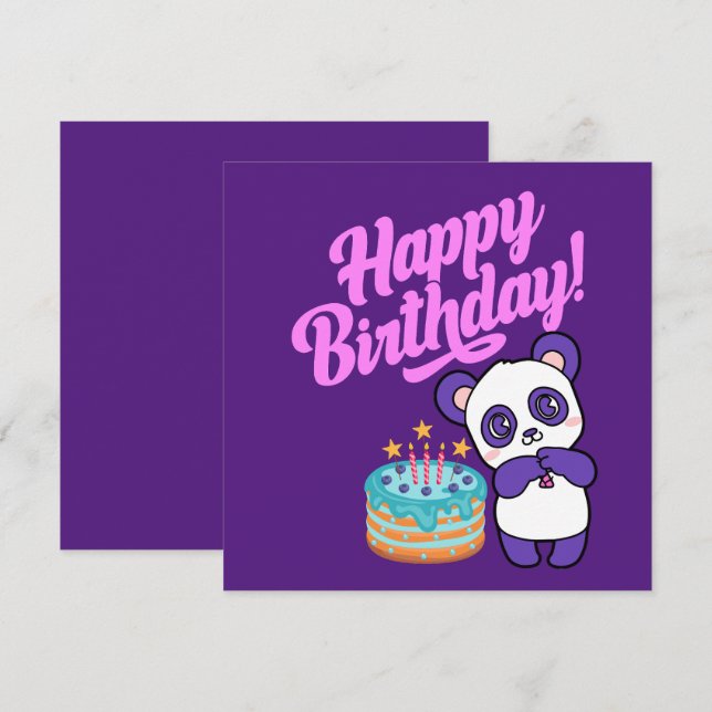 Feliz Cumpleaños Sweet Purple Panda (Anverso / Reverso)