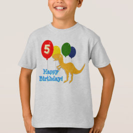Feliz cumpleaños T-Rex 5 años Camiseta de globos
