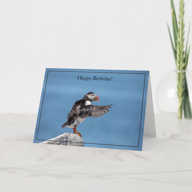 Feliz Cumpleaños Tarjeta Atlántica Puffin (Anverso)