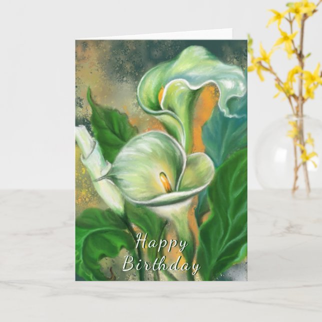 Feliz cumpleaños tarjeta Calla Lily Flower (flor amarilla)
