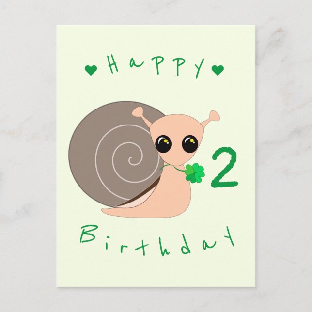 Feliz Cumpleaños Tarjeta de Bebé Caracol Afortunad (Anverso)