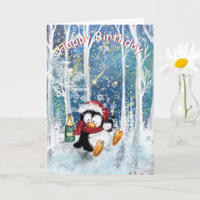 Feliz cumpleaños tarjeta de bebé Pingüino feliz (Planta pequeña)