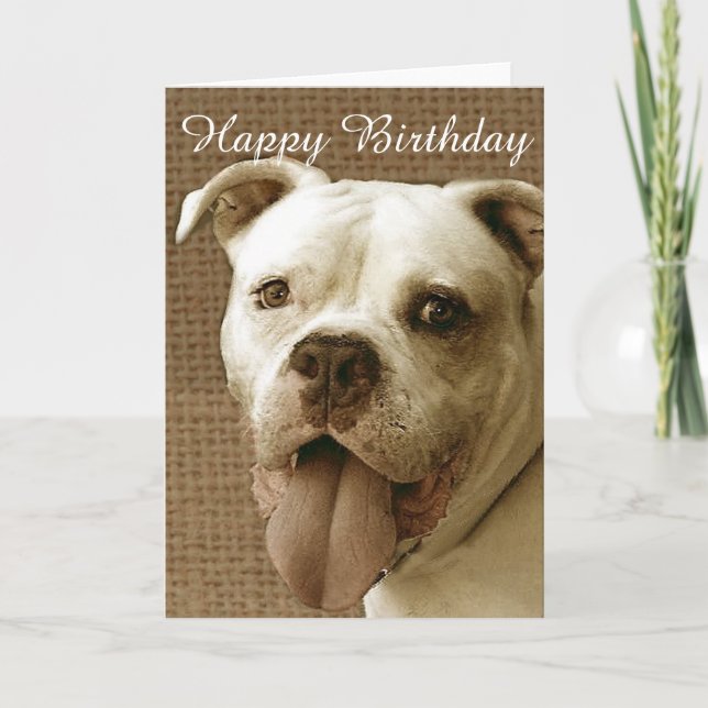 Feliz cumpleaños, tarjeta de bienvenida de bulldog (Anverso)