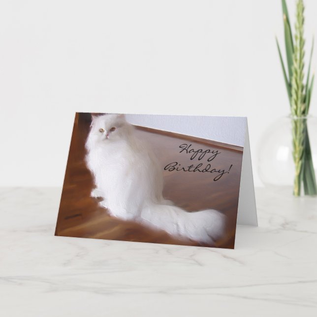 Feliz cumpleaños tarjeta de bienvenida para gato p (Anverso)