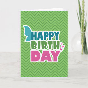 Feliz cumpleaños, tarjeta de bienvenida verde/rosa