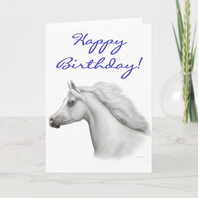 Feliz cumpleaños, tarjeta de caballo árabe (Anverso)
