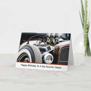Feliz cumpleaños tarjeta de coche clásica Rat Rod